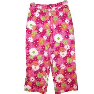 Sag Harbor Capri Pants Short 8P Stretch Retro Floral Pockets Drawstring Waist